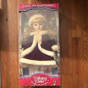 NIB! Collectors Choice Hand Painted 90s Bisque Porcelain Doll